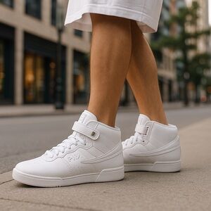 FILA VULC 13 TRIPLE WHITE HIGH TOP SNEAKERS SHOES CLASSIC B-BALL Men’s Size 11